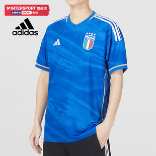 Adidas阿迪达斯球迷短袖男2024夏季新款足球训练球衣运动速干T恤