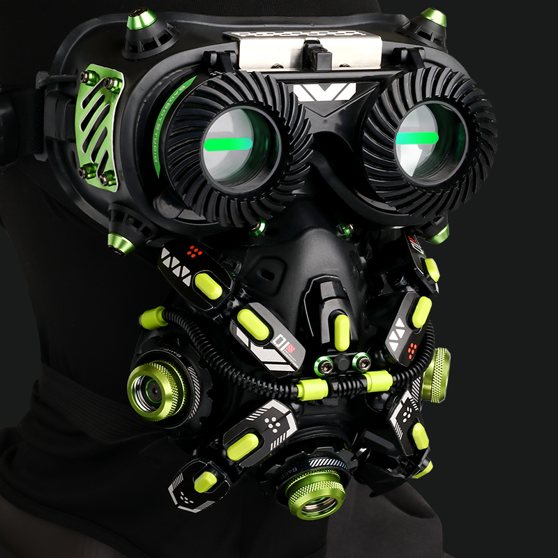 赛博朋克面罩发光护目镜防毒面具cos科幻机械badboystudio原创