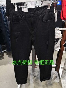 Lee专柜正品LMR7054BZ9NV男士休闲春夏款中腰黑色补丁牛仔裤