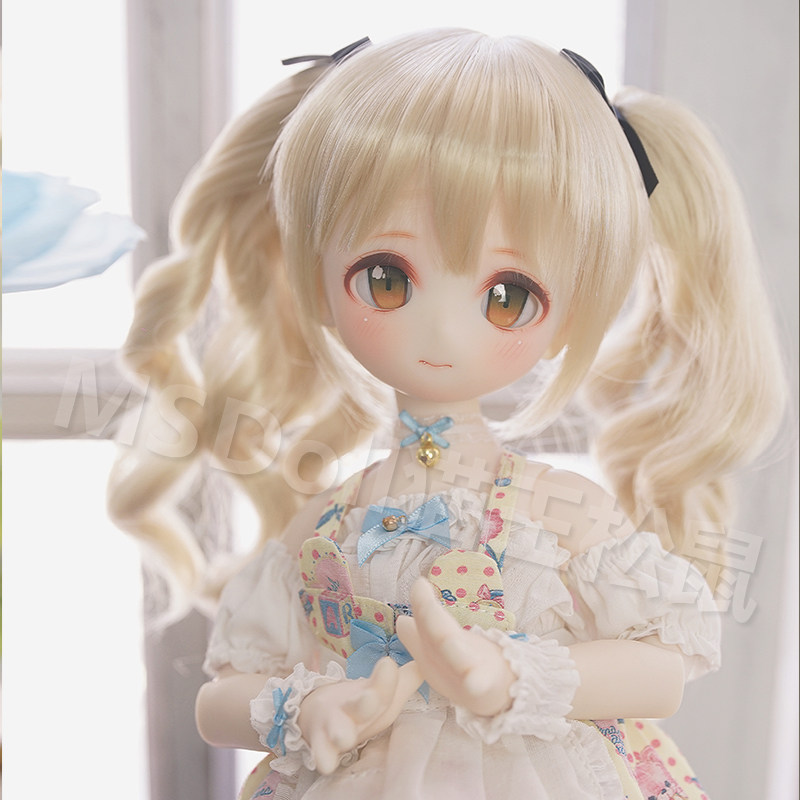 猫王松鼠 3分bjd假发 三分娃用细卷双马尾 dd mdd 熊蛋熊妹