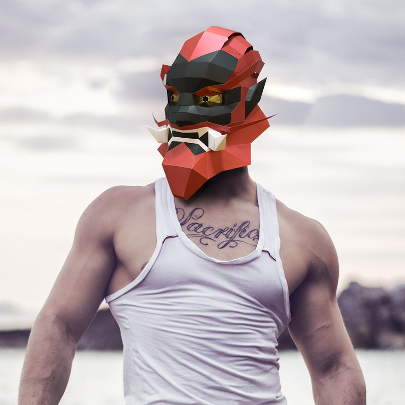 创意成人火神头套男3d全脸恐怖恶魔鬼脸祭拜时尚活动道具暗部面具