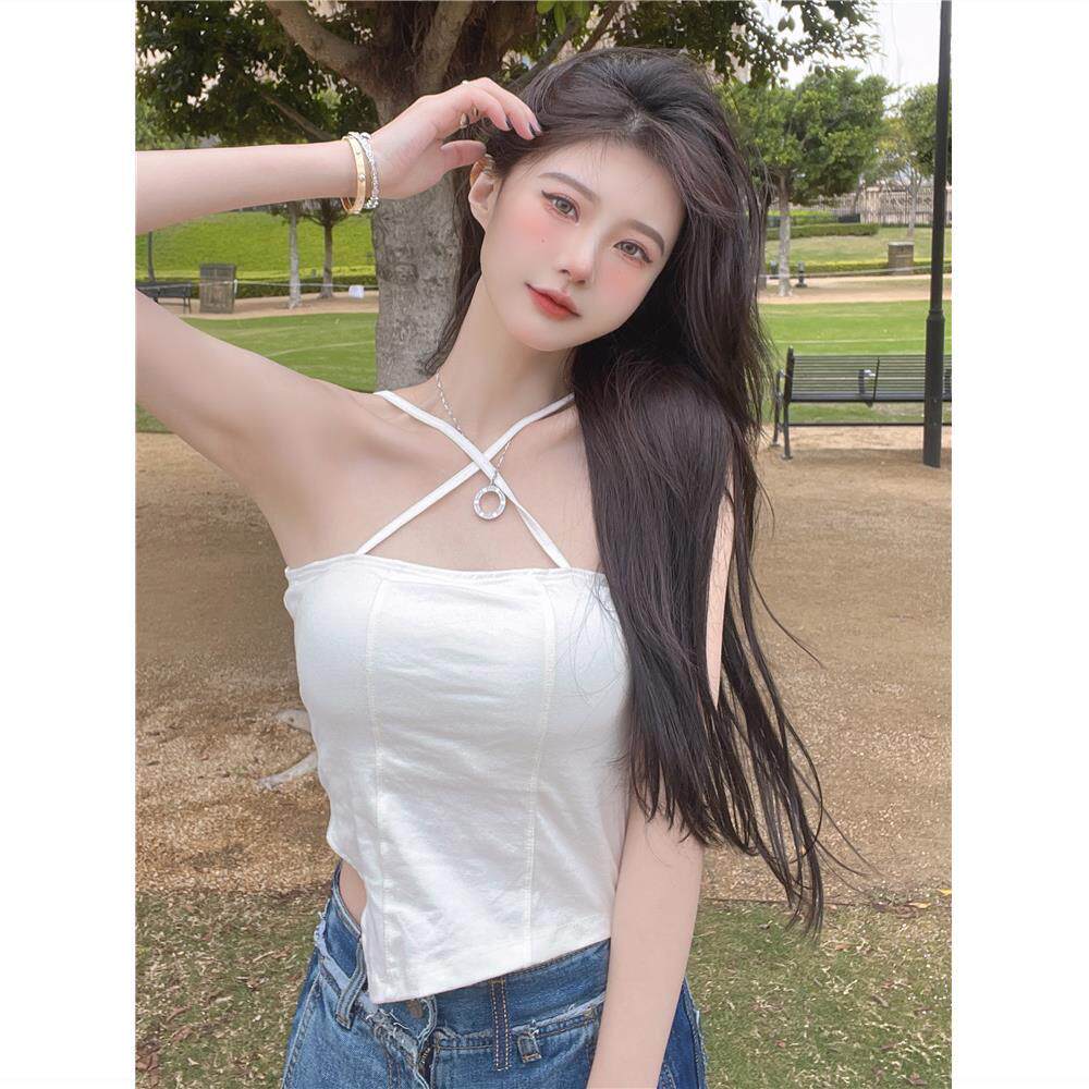 设计感交叉小吊带背心女夏季短款外穿内搭辣妹性感抹胸打底衫上衣