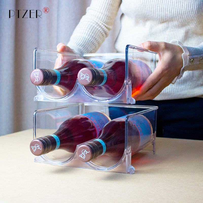 PTZER双瓶红酒架子叠加收纳架冰箱香槟摆件家用瓶架酒柜饮料展示