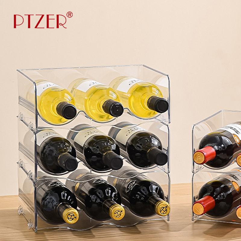 PTZER家用可叠加红酒架创意轻奢简约冰箱饮料格子收纳架酒格摆件