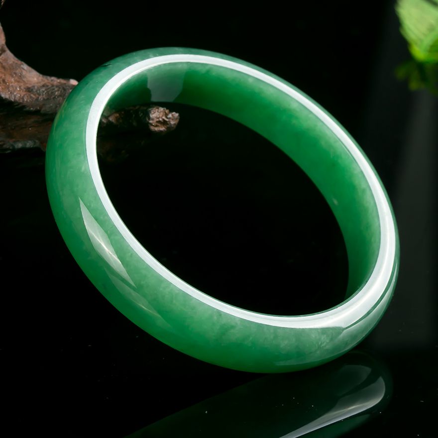 收藏级 天然缅甸a货满色翡翠正装手镯 48.43g(内径:56.00mm)