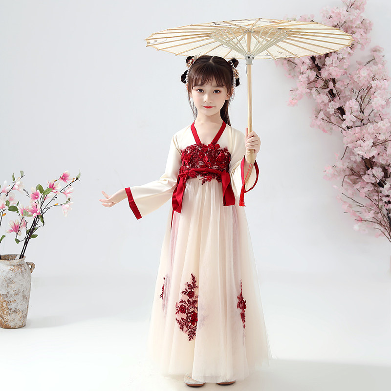 儿童汉服连衣裙秋装女童古装仙女服古风童装小女孩襦裙中国风礼服