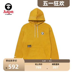 Aape旗舰店男装秋冬猿颜迷彩徽章字母印花薄绒连帽卫衣A310XXL