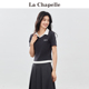 拉夏贝尔/La Chapelle撞色领短袖t恤女夏季新款修身显瘦上衣