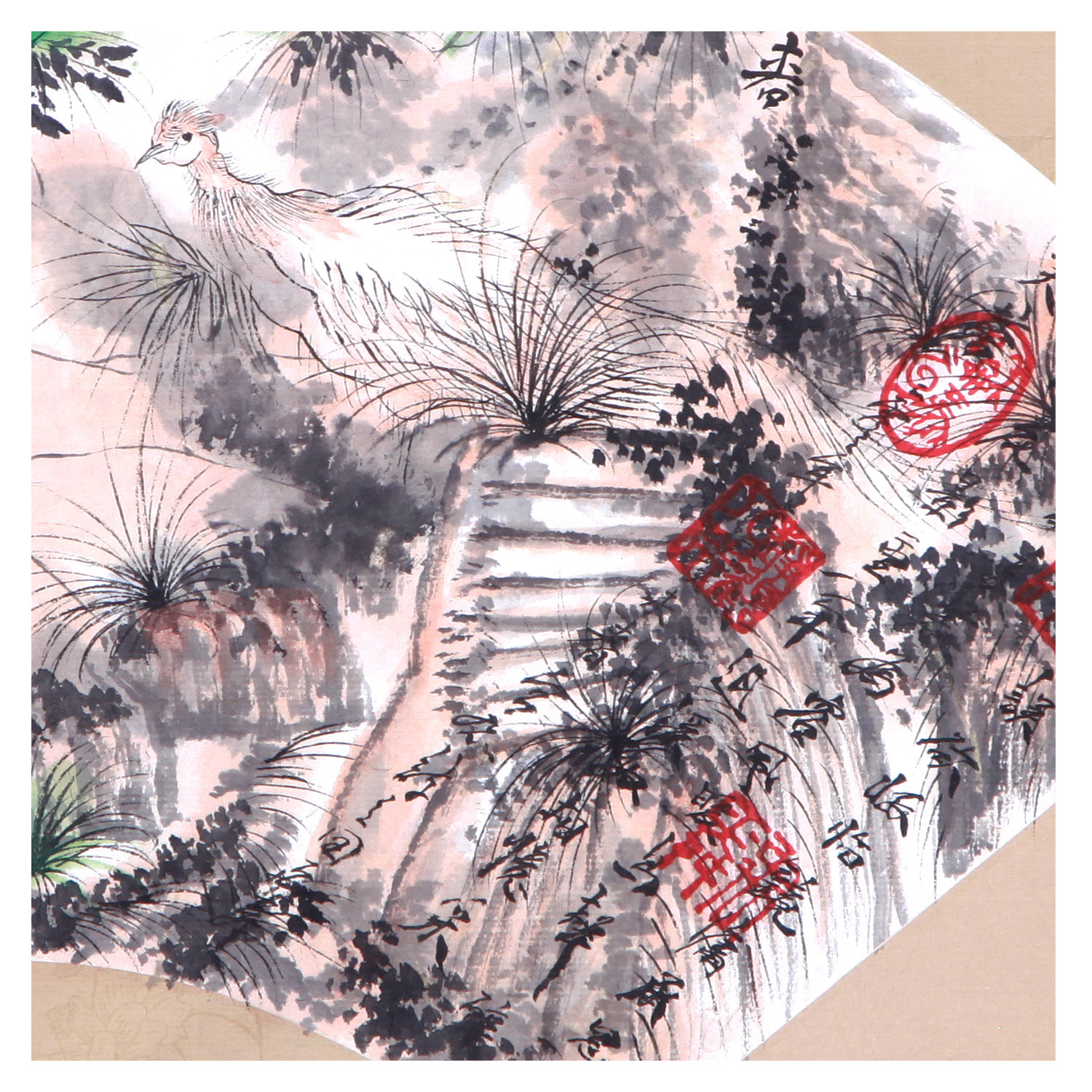 卢禹舜 《花鸟扇面》 中国国家画院副院长