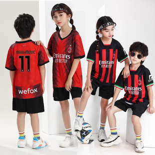 AC米兰儿童足球服套装男童女小学生足球训练服球衣定制宝宝