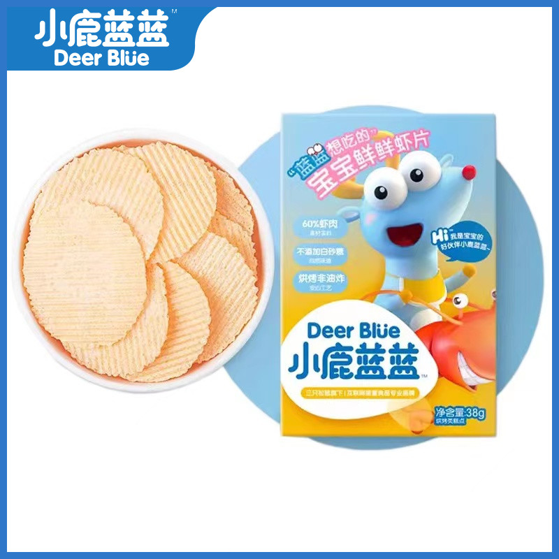 小鹿蓝蓝鲜虾片38g6个月以上儿童宝宝磨牙饼干营养即食零食非油炸