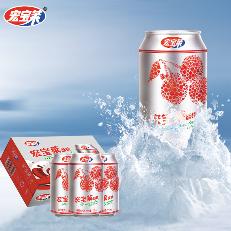 【宏宝莱】汽水荔枝味碳酸饮料 330ml*24 罐装 整箱包邮果味饮料