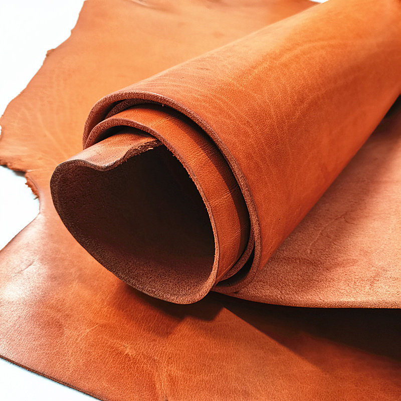 5毫米加厚头层硬挺黄牛皮料皮带diy植鞣革护腰工业原厚度真牛皮料