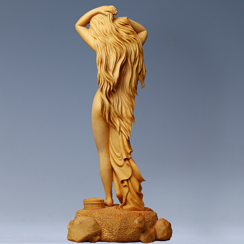 【张新良大师直供】《浴女》黄杨木浴女美女摆件