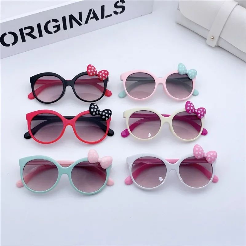 Kids Sunglasses Girls Boys Shiny Bowknot Sun Glasses Lovely