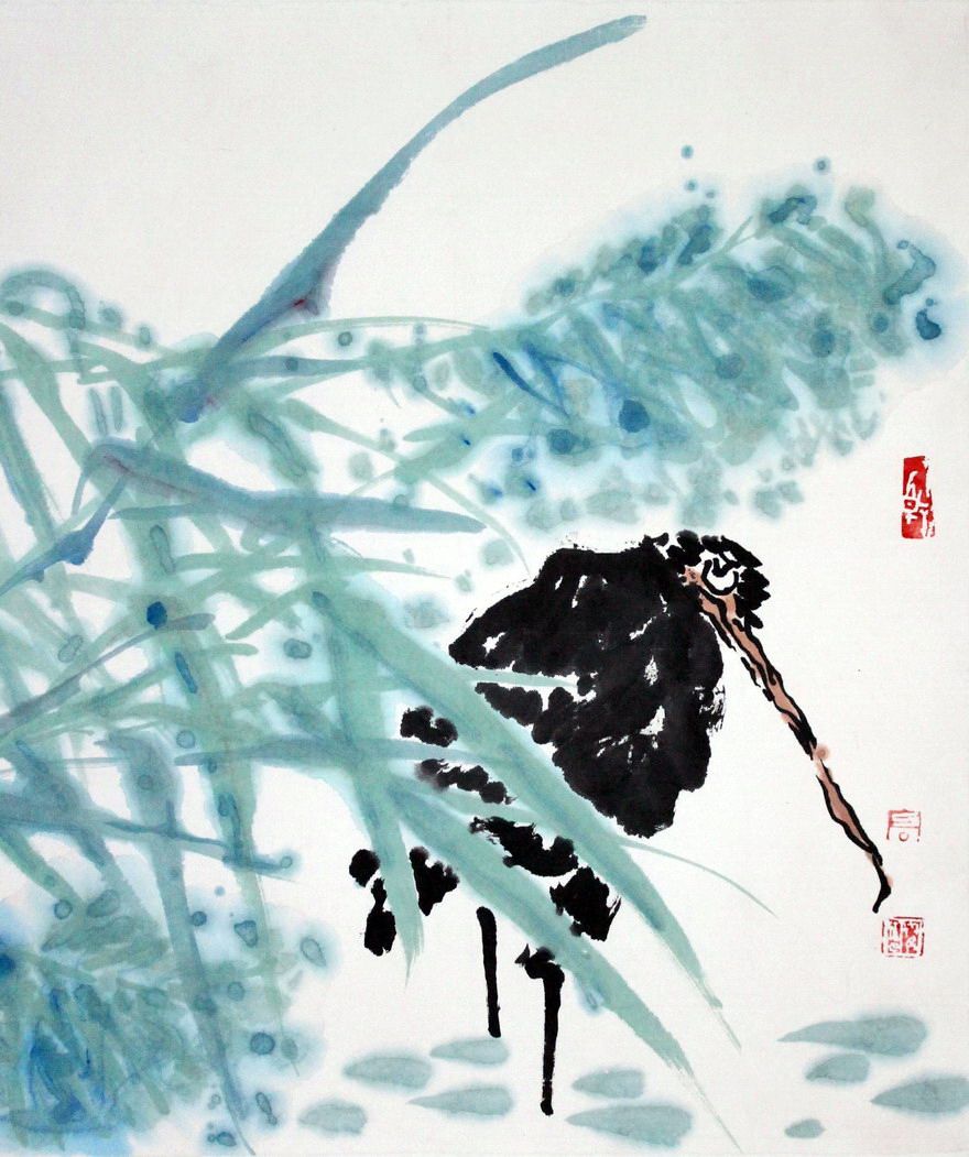 高卉民《芦苇花鸟》清华美院导师 国家画院研究员