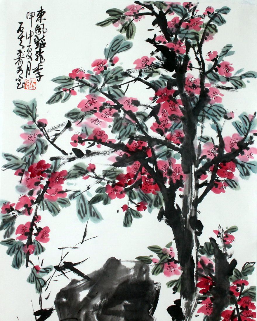 郭石夫《桃花林诗意》北京画院名家 写意花鸟画大家