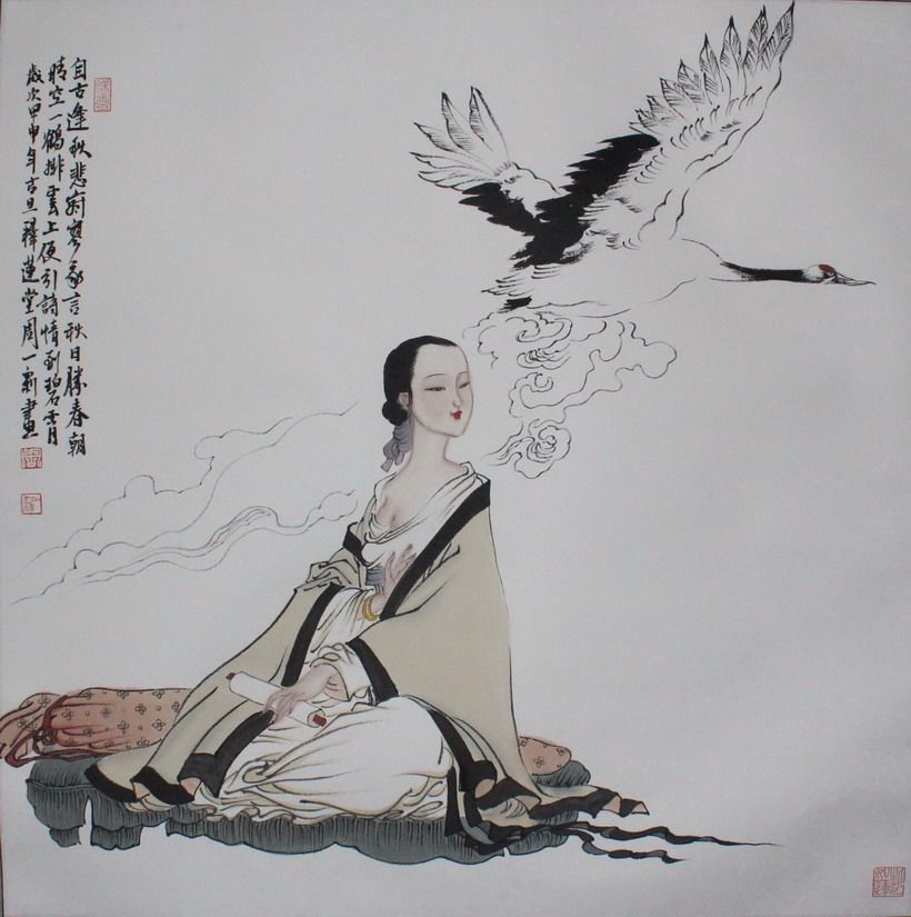 周一新《古典仕女》当代著名画家 宁夏书画院院长