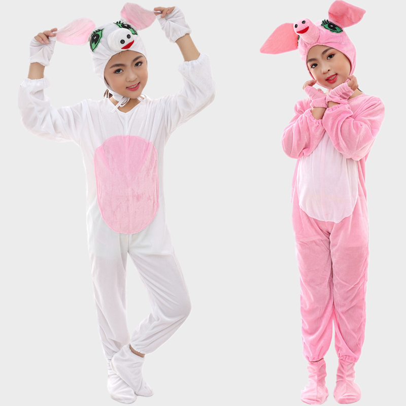 小猪演出服儿童动物幼儿园扮演三只小猪表演服成人粉色小猪舞蹈服