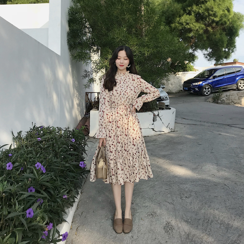 Chiffon Dress spring clothes 2020 new pattern Waist Show thin Internal lap Fairy skirt temperament Broken flowers Mid length version skirtin the Women's clothing/Boutique , Dress category - from Buy2taobao.com to provide professional Taobao agent buy service