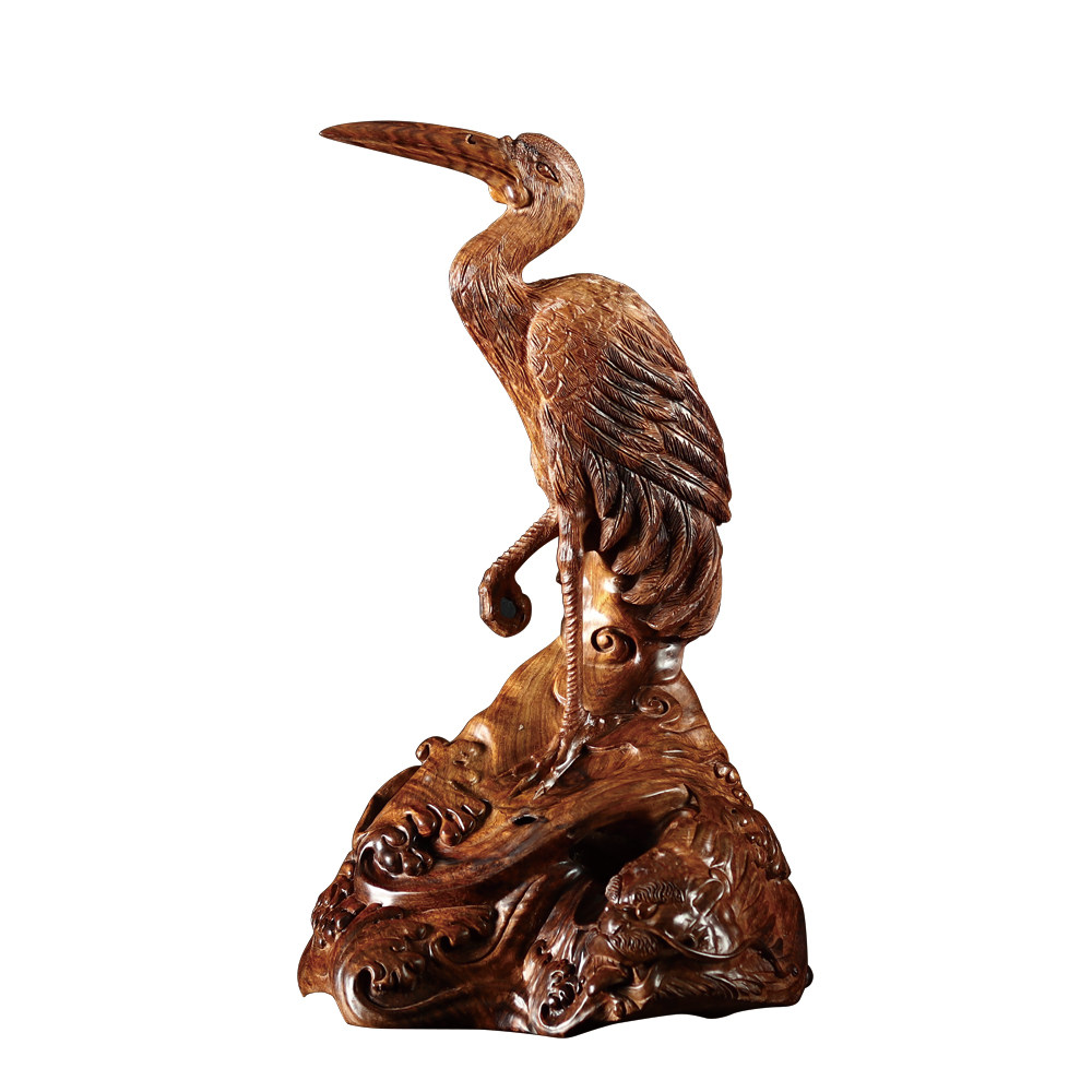 【即拍即得】国大师游良照木雕作品--仙鹤