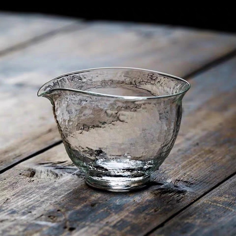 日式公道杯耐热玻璃透明锤纹泡茶杯分茶器贝形公杯家用功夫茶具