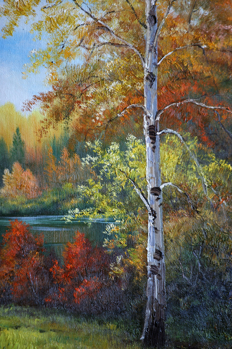 谢诚斌《金秋时节》布面油画 60x90cm