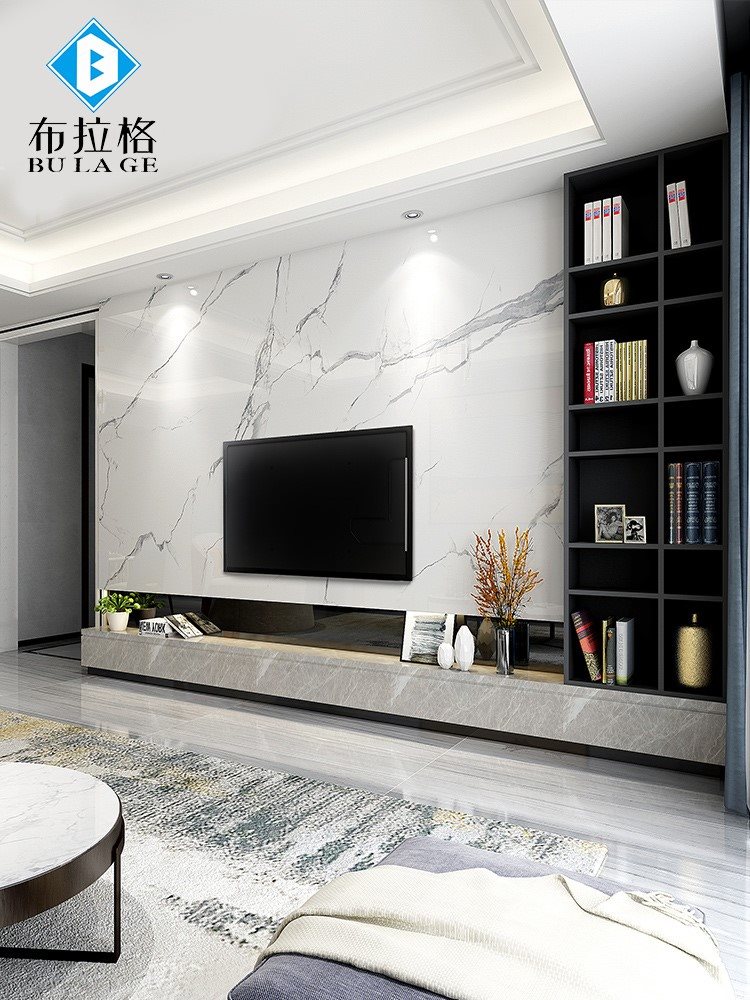 装饰2020岩板电视墙背景墙悬空现