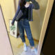 显瘦宽松百搭高腰破洞大码牛仔裤女2025年夏季薄新款九老爹哈伦裤