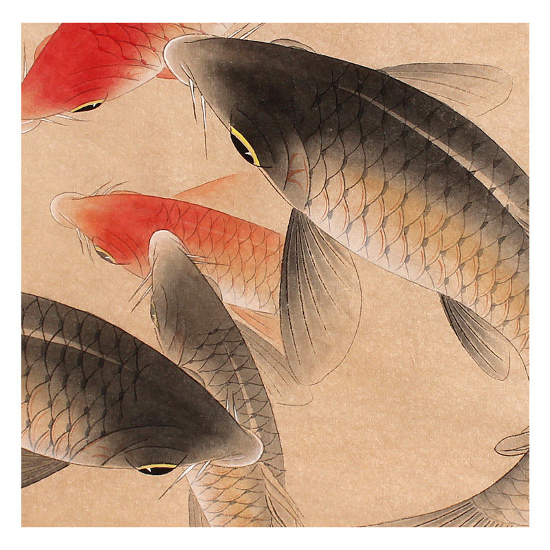 范文秀 《莲影锦鲤》 纸本国画