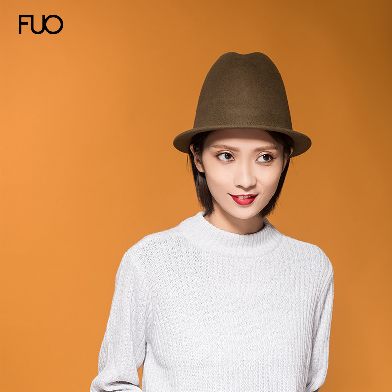 fuo官方 秋冬季时尚简约高筒异形羊毛呢毡帽——fuo旗舰店.