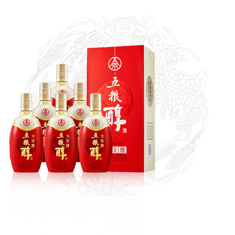 五粮液股份五粮醇大淡雅50度500ml*6瓶 浓香型粮食酒整箱礼盒装