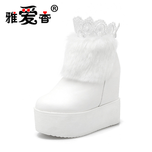 chanel漲價了 特價冬季PU韓版漆皮短靴厚底高跟棉靴棉鞋性感雪地松糕鞋毛毛靴子 chanel