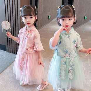 汉服女童夏装连衣裙中国风小女孩夏季套装裙一2到3四六岁宝宝裙子