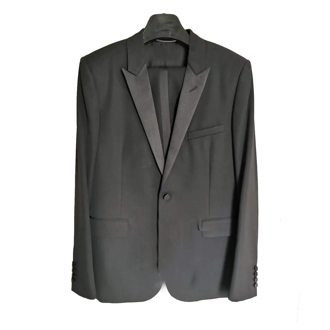 rokkihu 法式slp权志龙演唱会黑色戗驳头吸烟装男士修身西服