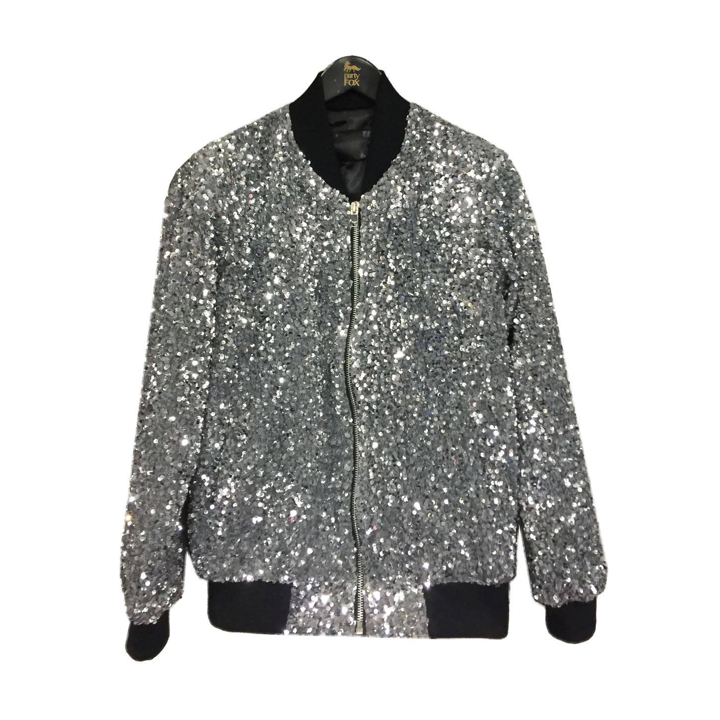 rokki hu slp权志龙银色男士珠片亮片休闲夹克外套