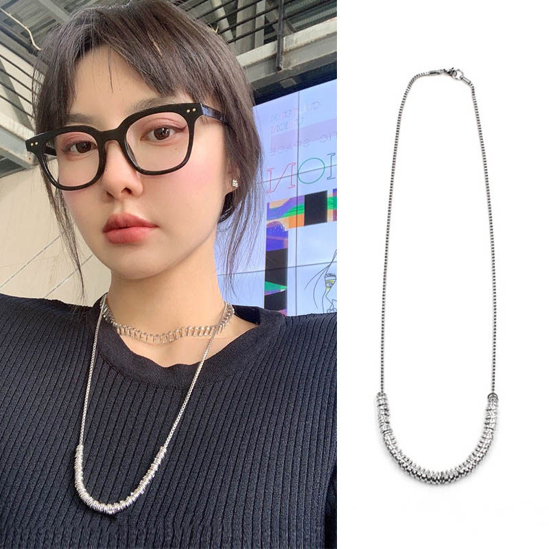 mona张绮贤同款做旧金属项链小众设计网红百搭长款毛衣链女秋冬潮