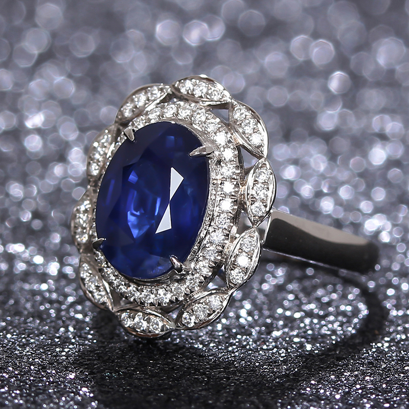 3.8ct天然蓝宝石18k金戒指吊坠aigs国际证书280w20398