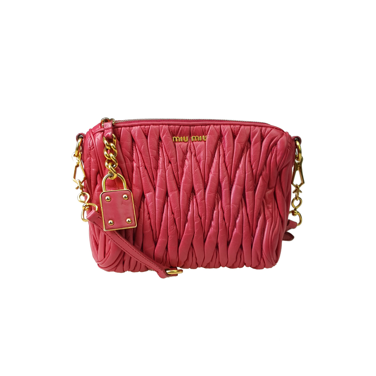 [9.0新]缪缪miumiu女士玫红色单肩两用包kd171113020