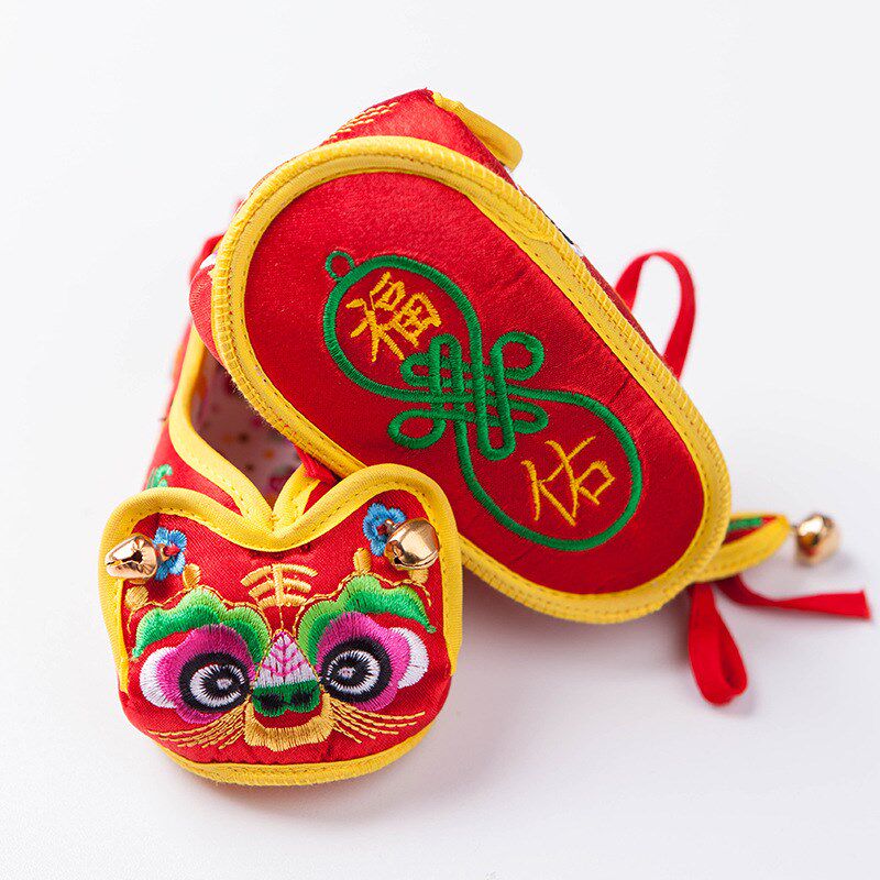 省3元 热销毛毛新款包脚靴鞋老虎头鞋婴儿12月纯手工虎头鞋婴儿1炙觋