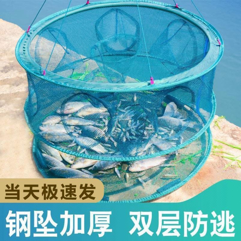 渔网折叠鱼笼虾笼抓鱼工具渔网篓只进不出大号捕鱼网抓鱼神器