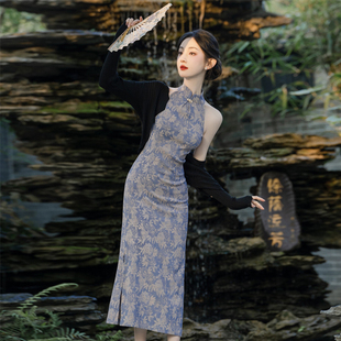 新中式国风改良旗袍年轻款高端气质连衣裙女复古两件套连身裙套装