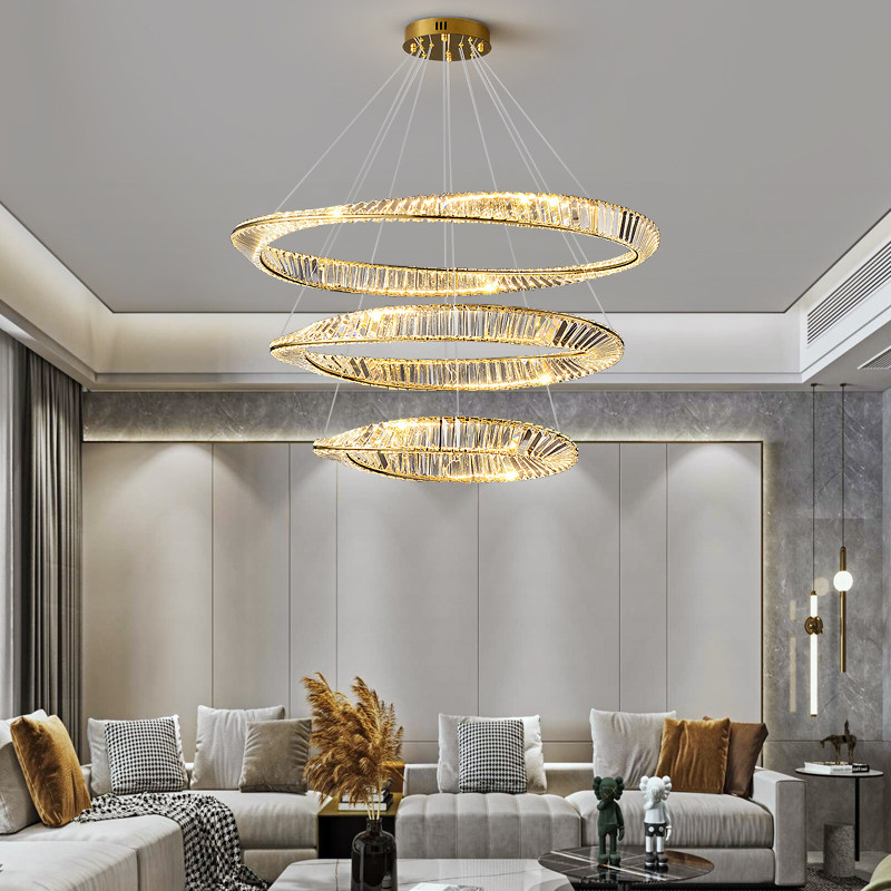 轻奢全铜后现代简约吊灯客厅餐厅卧室创意圆形新款设计师水晶灯具