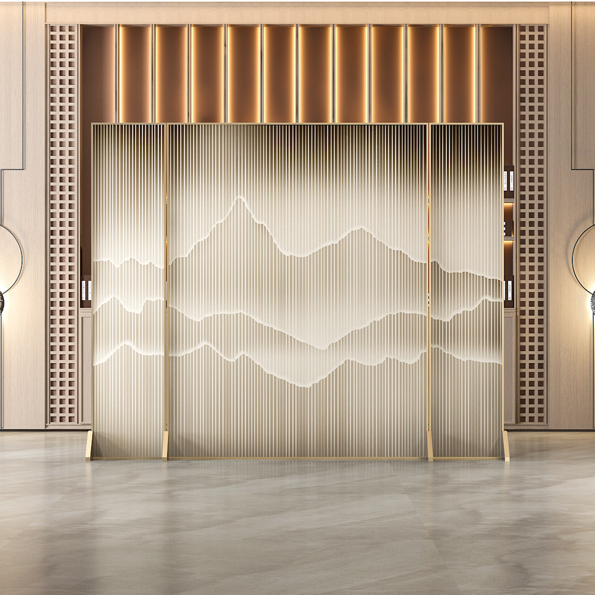 简约轻奢艺术金属屏风隔断办公室售楼部酒店餐厅客厅大堂玄关座屏