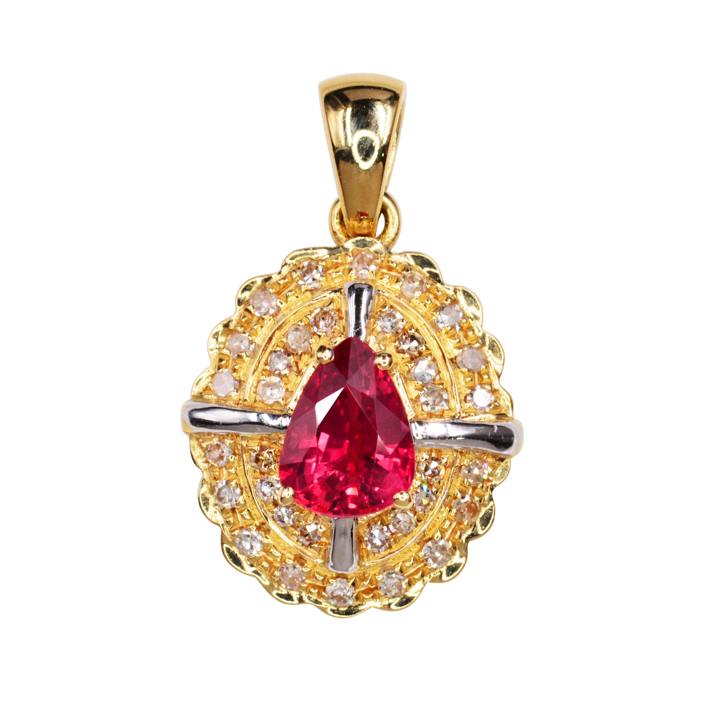 0.95ct 天然红宝石吊坠 伴镶钻石 精致款式 6884# - 拍卖
