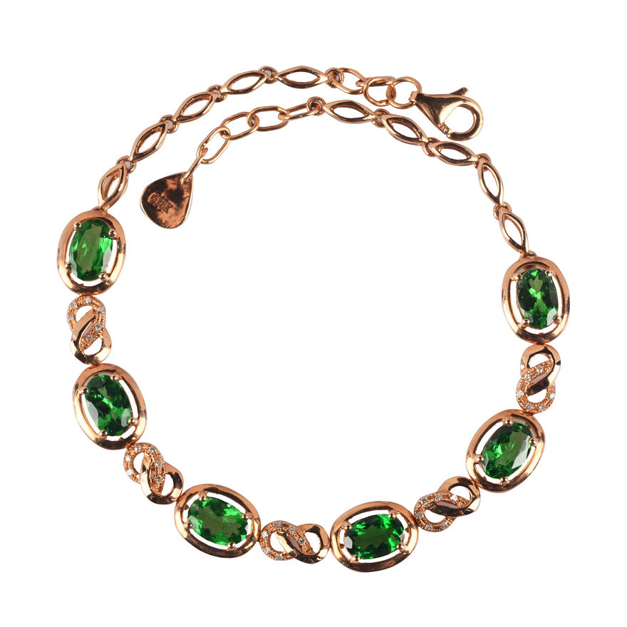 3.8ct 18k金天然沙弗莱手链 2488