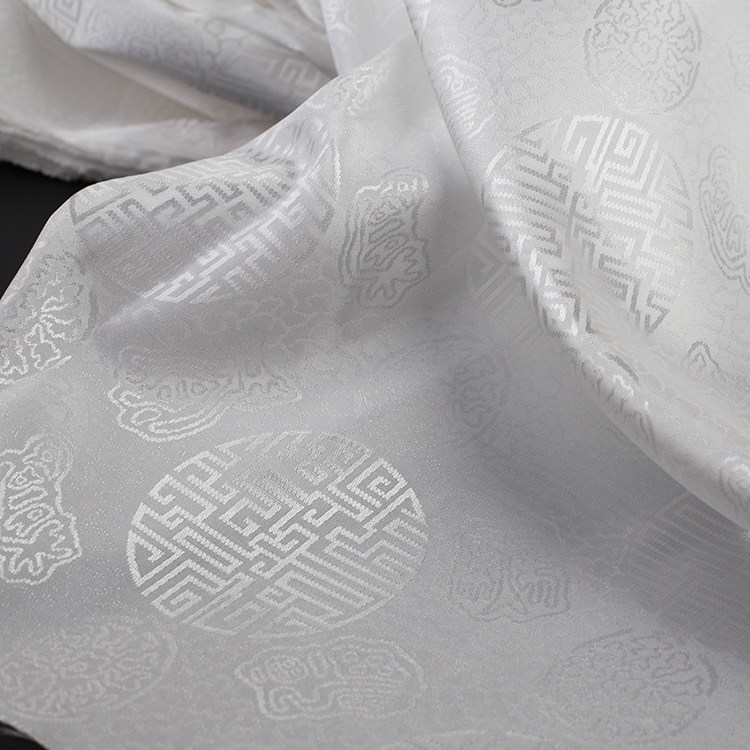 乔其布庄的优惠券大全—白色高档便宜汉服古风暗纹提花布料面料