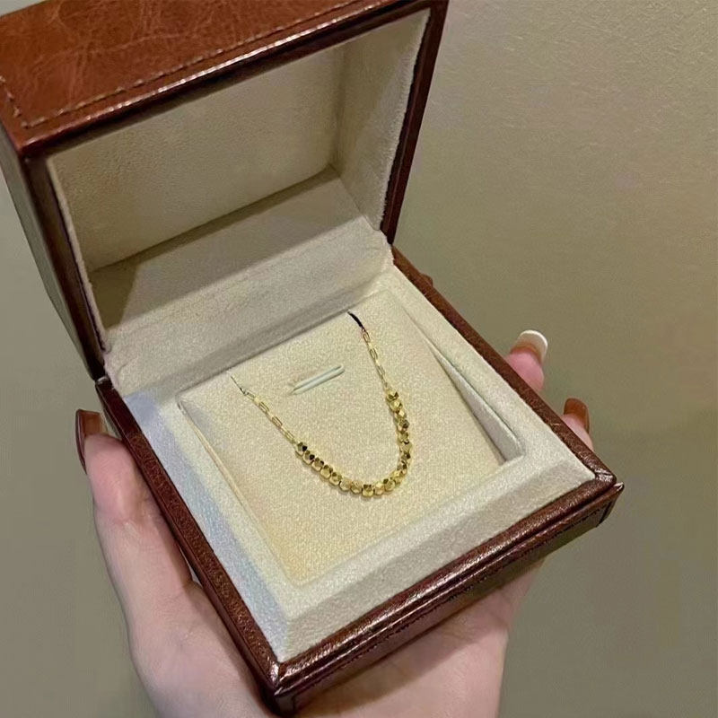 milk&love足金蹦迪黄金微笑项链一串碎金子套链