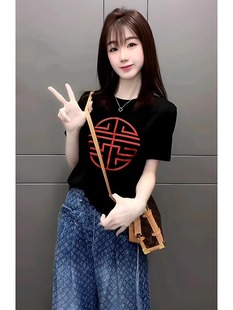 GG。LILY MOST2024夏季新款女休闲短袖爆款小个子新中式国风t恤上
