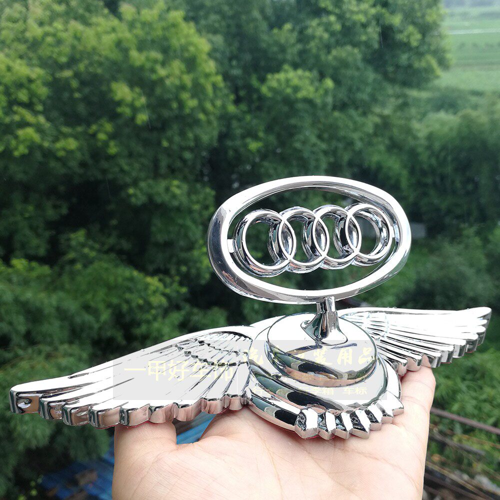 适用于奥迪a6a4a3a8a7q5车标立标汽车发动机盖车头站立标金属贴标